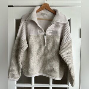 Varley quarter zip two tone pull over sweater